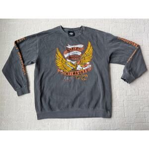 Harley Davidson Museum Sweatshirt Milwaukee Banner Eagle Graphic Crew